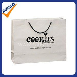 White paper tote shopping bag with glossy lamination