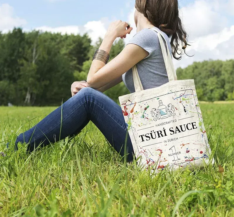 Custom printed reusable portable organic cotton tote bag  - CT23A001