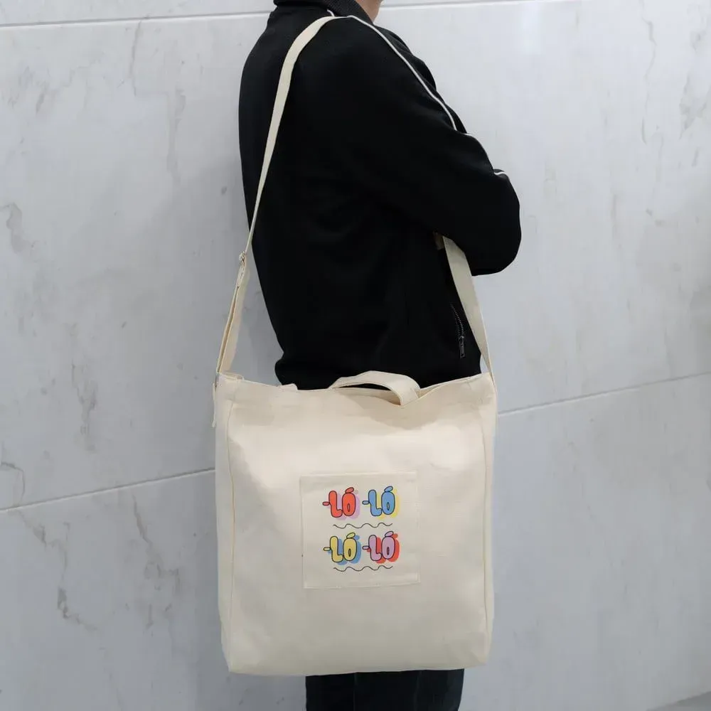 Large Size Multifunction Cotton Canvas Bag With Outside Pocket - CT23R016