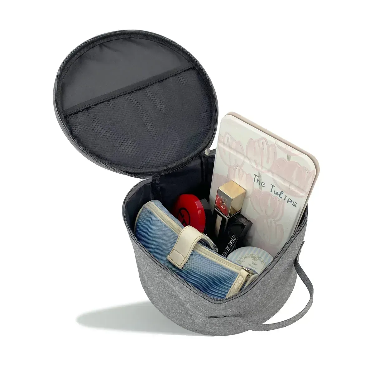 Custom logo folding electric fan handbag multifunctional portable travel cosmetics storage bag portable round storage bag