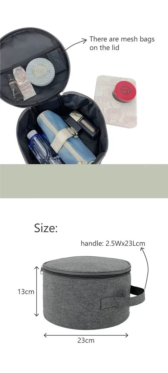 Custom logo folding electric fan handbag multifunctional portable travel cosmetics storage bag portable round storage bag - Detail