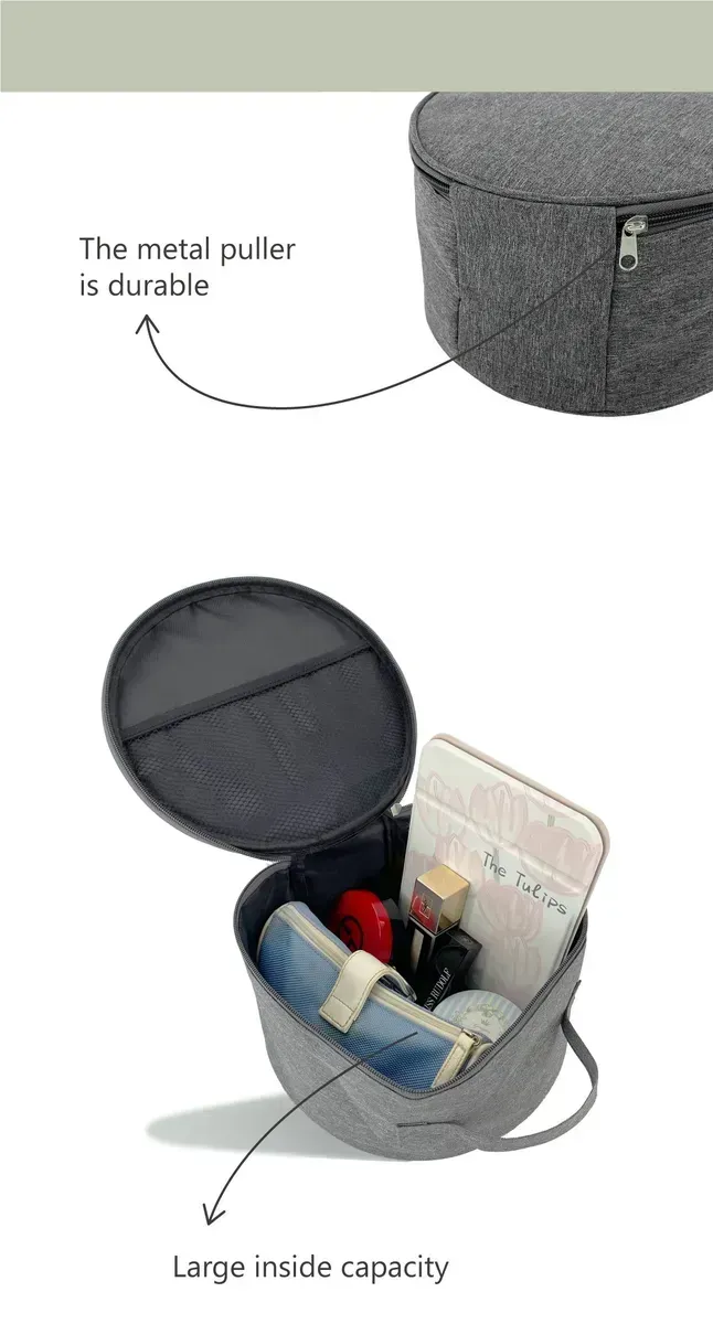 Custom logo folding electric fan handbag multifunctional portable travel cosmetics storage bag portable round storage bag - Detail