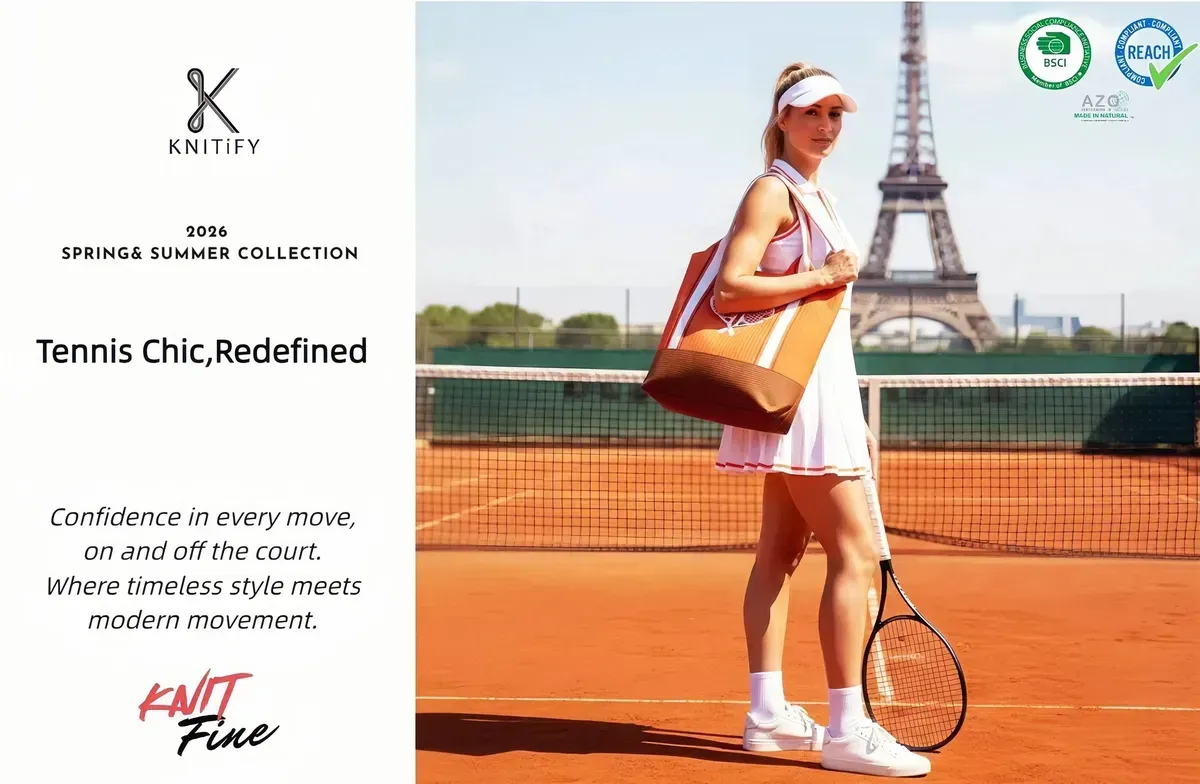Wholesale Recycled Polyester Classic Stripes Design Knitted Tote Bag with Pocket for Grocery Shopping Custom Logo OEM - Detail