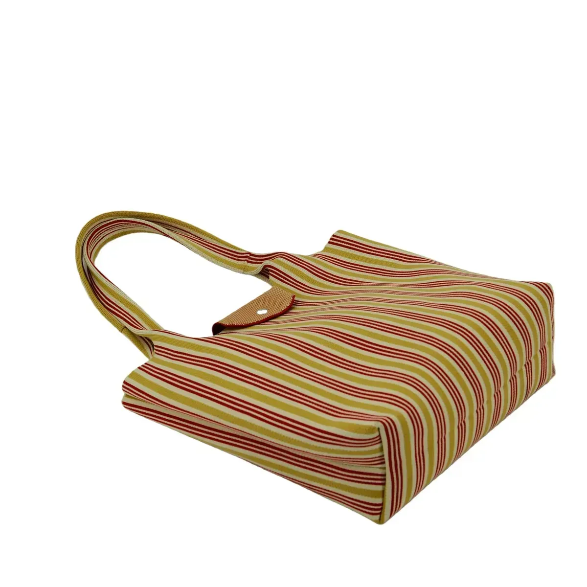Wholesale Recycled Polyester Classic Stripes Design Knitted Tote Bag with Pocket for Grocery Shopping Custom Logo OEM