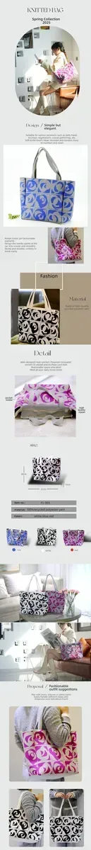 Women's Small Polyester Crochet Knitting Bag Portable Organizer for Coin Purses Knit Wallet - Detail