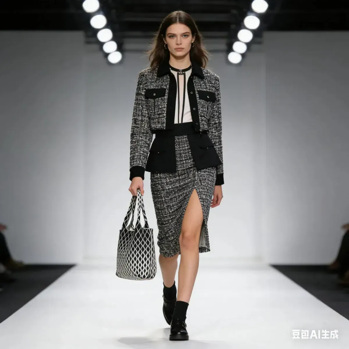 Eco-Friendly Fashionable &amp; Durable Knitted Tote Bag with Geometric Pattern Reusable for Women