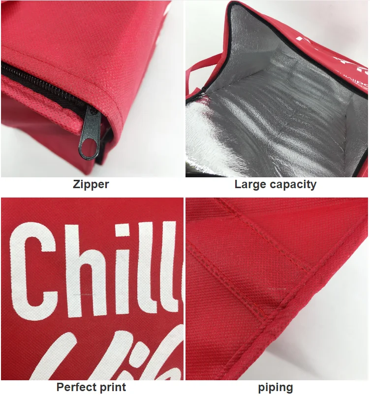 Reusable Outdoor Party Picnic Drink Beer Fruit large thermal insulated food delivery non woven cooler bag