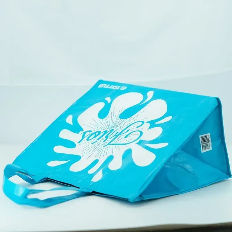 Laminated pp Fashion Blue Non Woven Big Laminated Lunch Cooler Bag with MAGIC TAPE closure - ICEK-1601