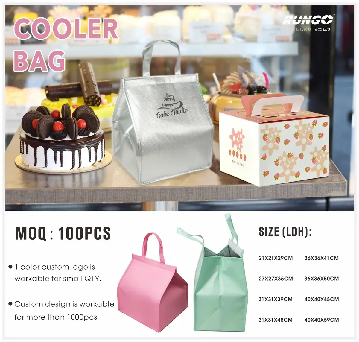 Laminated pp Fashion Blue Non Woven Big Laminated Lunch Cooler Bag with MAGIC TAPE closure - ICEK-1601