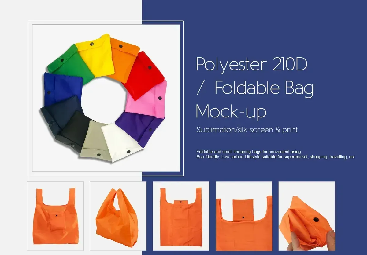 wholesale various colors recycling reusable folding polyester bags for shopping