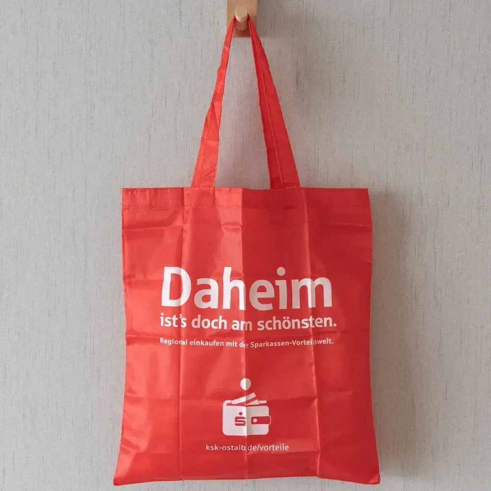 Reusable Custom printed logo pocket 190T polyester foldable shopping bags with pouch