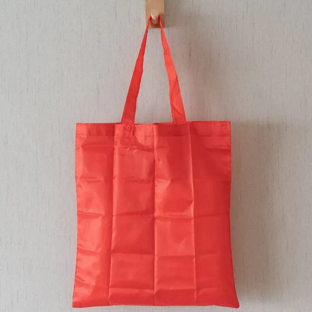 Reusable Custom printed logo pocket 190T polyester foldable shopping bags with pouch