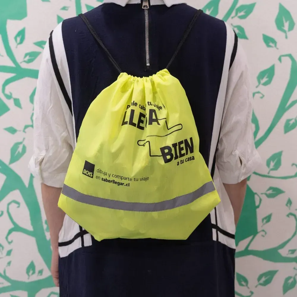 High quality sport reflective strip customized portable polyester drawstring backpack bag