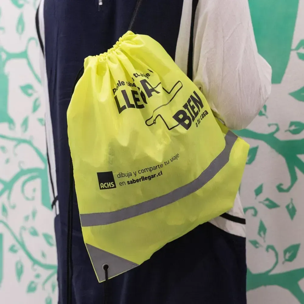 High quality sport reflective strip customized portable polyester drawstring backpack bag
