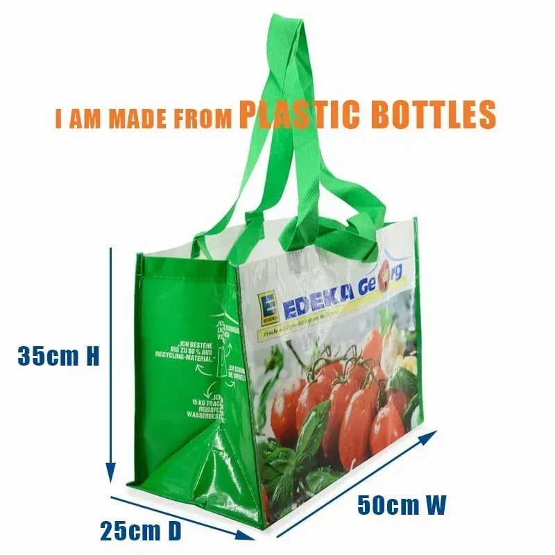Waterproof custom printing reusable recycled rpet gift shopping tote bas with handles - JR22PT05