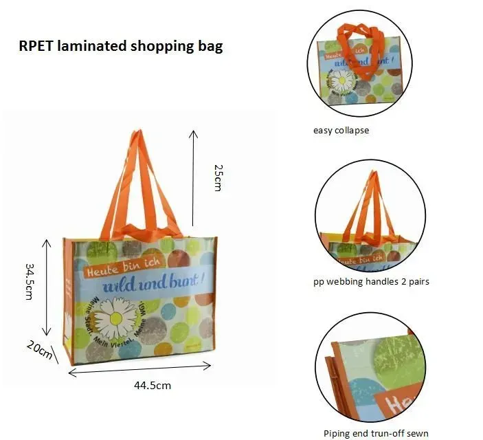 Supermarket rpet stitchbond fabric laminated bag for shopping - JR22PT06