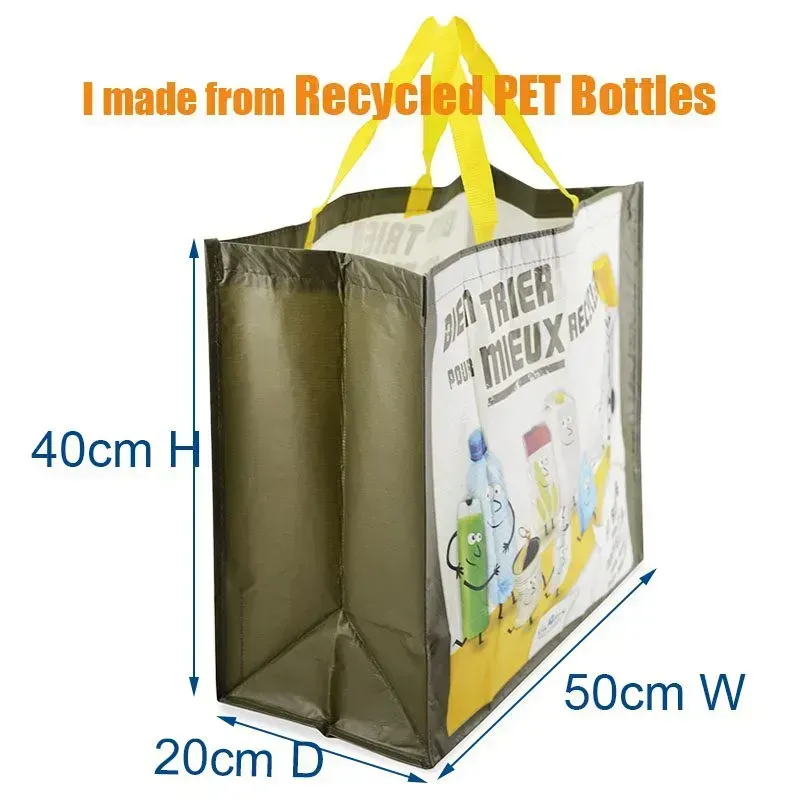 Custom large size recycle rpet lamination promotional rpet reusable shopping tote bags  with handle strap - JR22PT09