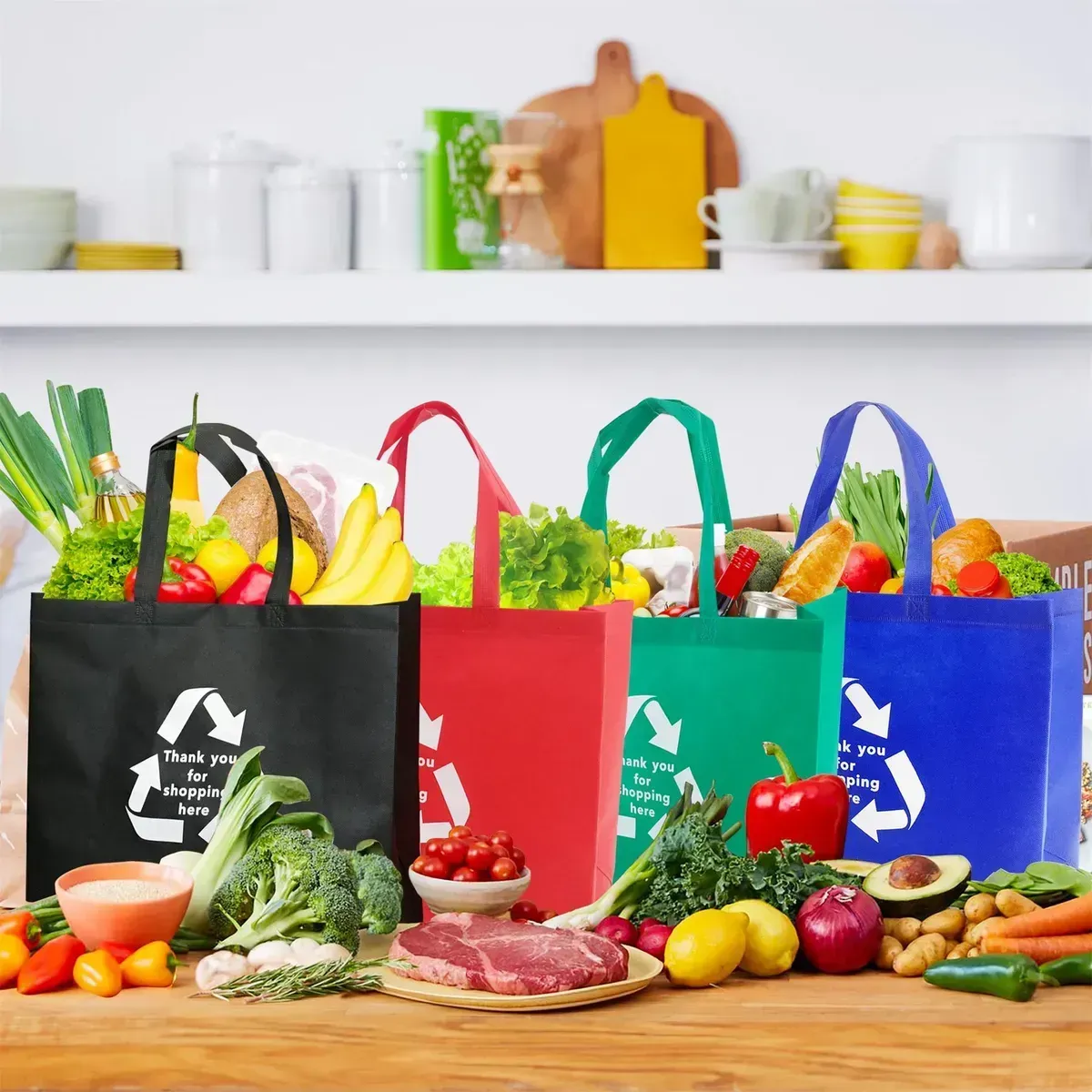 Hot sale  Custom  Printed Heat Seal reusable shopping manufacturer pp non woven bag for supermarket