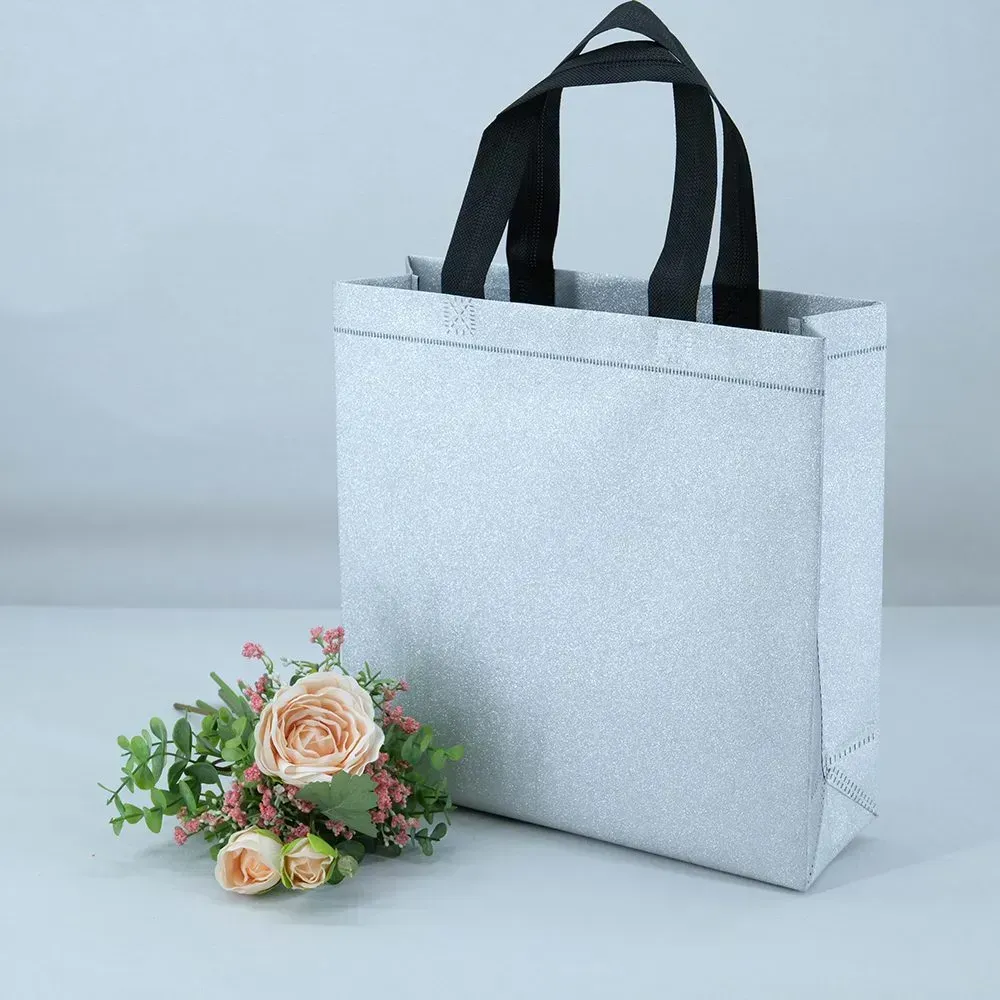 cheap wholesale Silver color  laminated ultrasonic pp non woven shopping bag