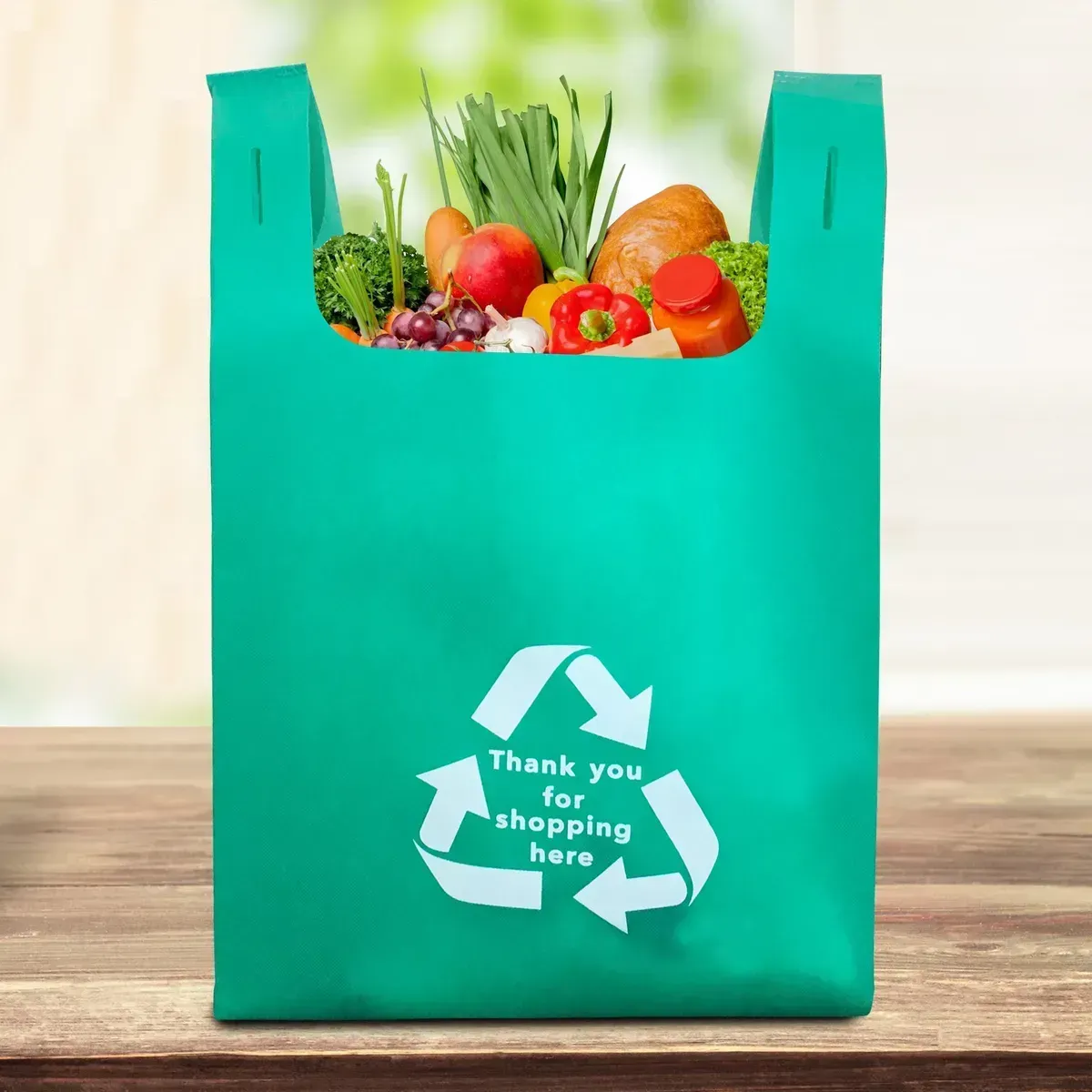 Custom logo printed reusable heat seal non woven vest shopping bag for supermarket