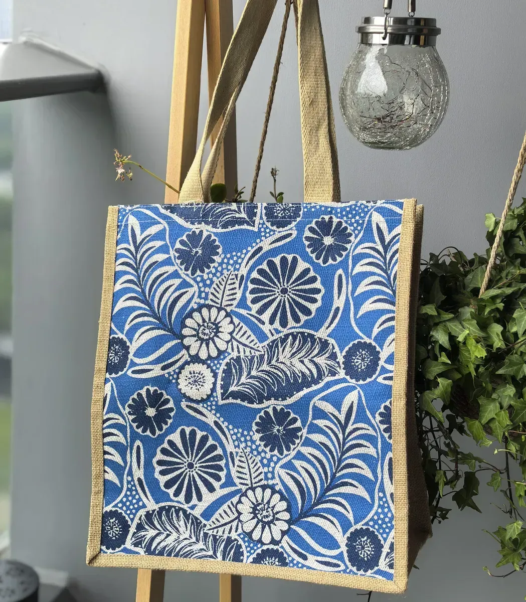 Wholesale Eco-friendly Reusable Canvas Jute Shopping Tote Bag Custom Full Colors Printed with Letter Pattern
