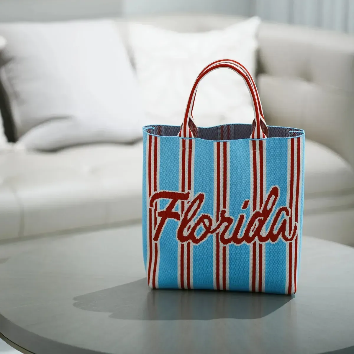 Eco-Friendly Durable Lightweight Reusable Polyester Knitted Tote Bag with Custom Design Foldable &amp; Portable for Women