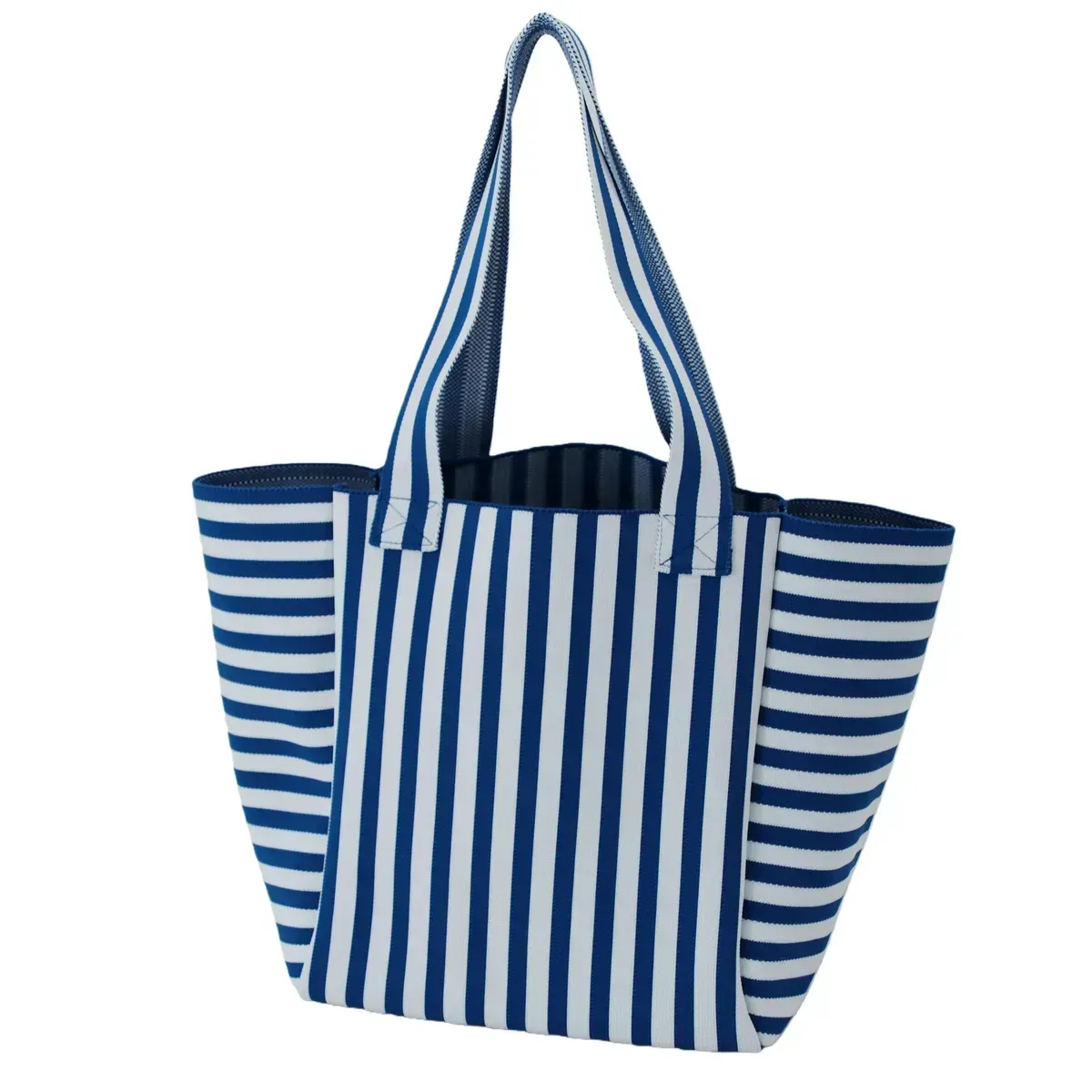 Eco-Friendly Durable Polyester Yarn Striped Knitted Tote Bag for Fashion &amp; Daily Use