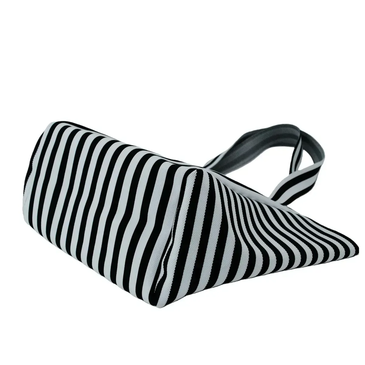 Eco-Friendly Durable Polyester Yarn Striped Knitted Tote Bag for Fashion &amp; Daily Use