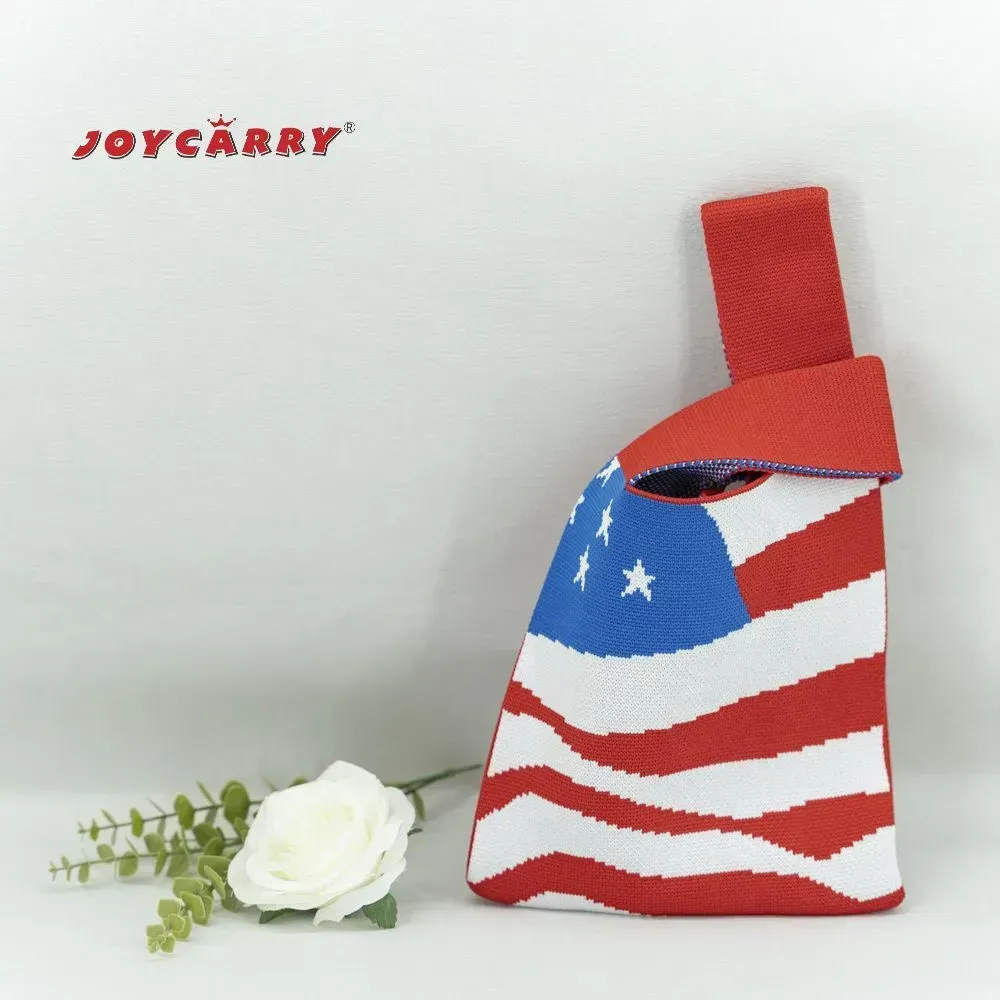 korea style heart design Fashion knitting hand bag wholesale for kids and girls