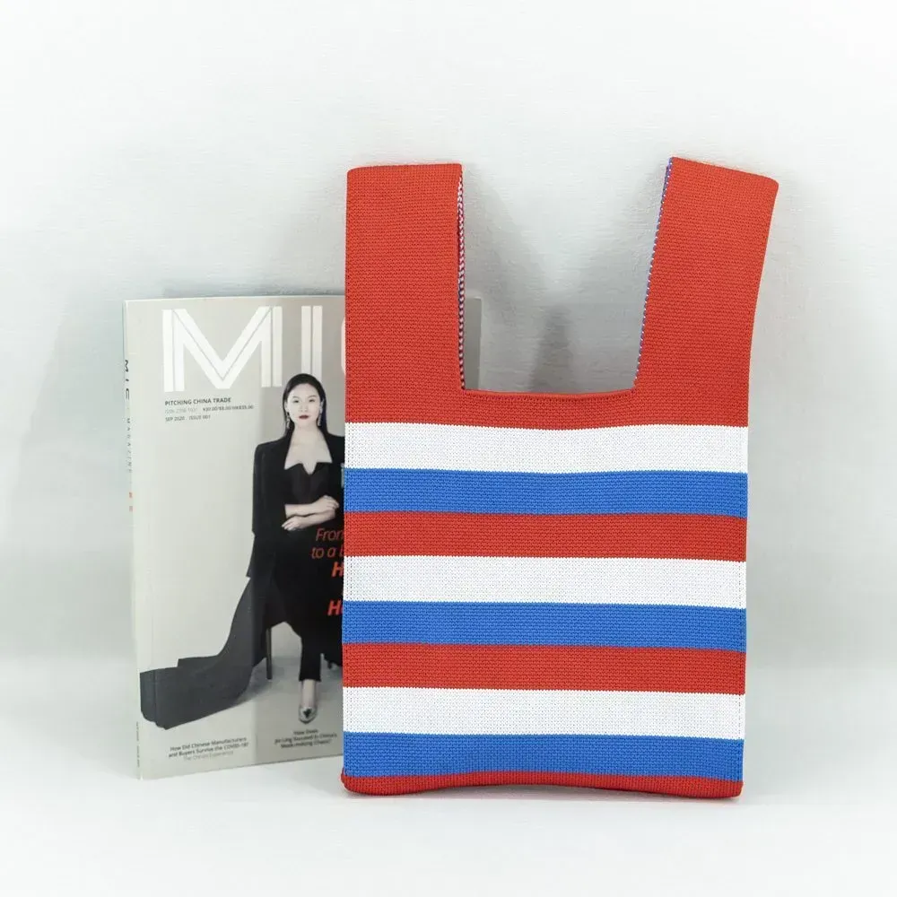 reusable various national  flag design  customized knitted tote bag