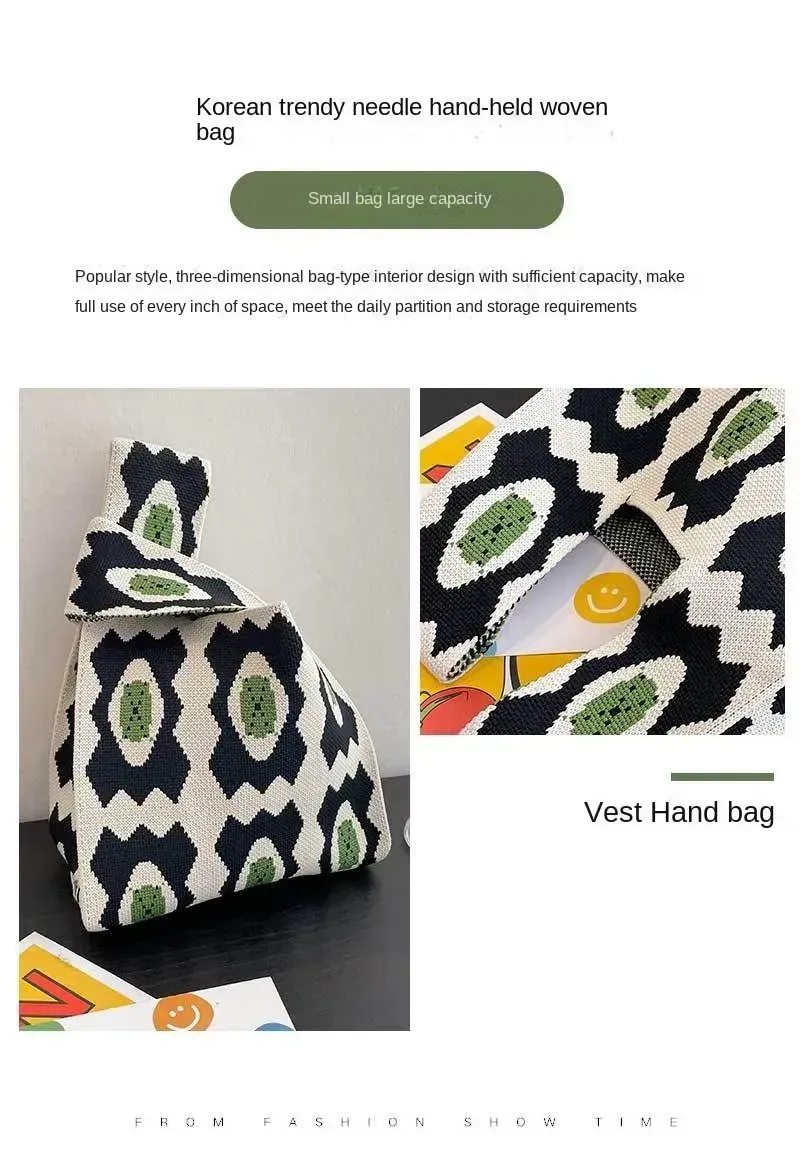T-shirt style Panda design Fashion Handbags Nylon yarn Knitted  Tote Bags For Women and girls - Detail