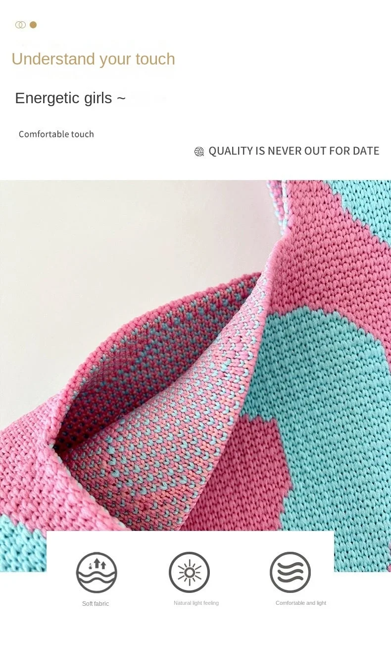 T-shirt style Panda design Fashion Handbags Nylon yarn Knitted  Tote Bags For Women and girls - Detail