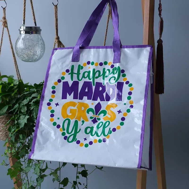 Customized design   Offset Printing  Pp Webbing Handles PP Woven shopping bag with Zipper