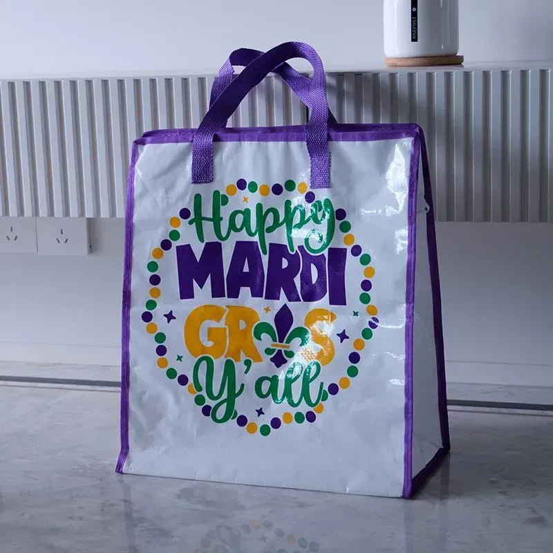 Customized design   Offset Printing  Pp Webbing Handles PP Woven shopping bag with Zipper