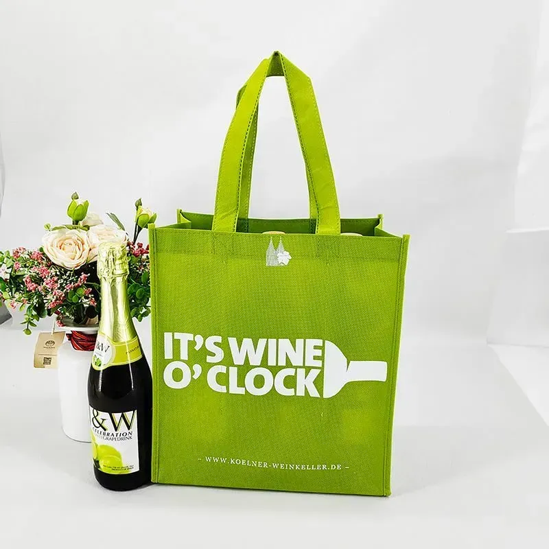 6 bottle wine bag with printed logo reusable non woven gift shopping wine bags - WB-2302