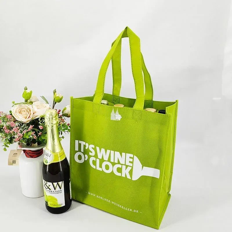 6 bottle wine bag with printed logo reusable non woven gift shopping wine bags - WB-2302