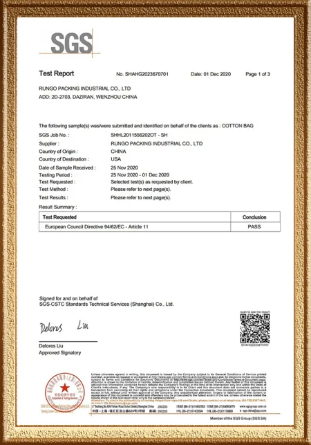 Cotton Bag Printing Test Report